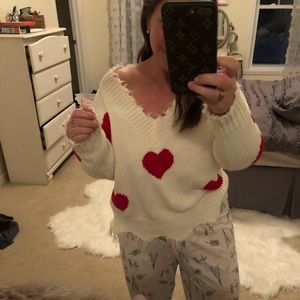 Sold. Hearts frayed sweater